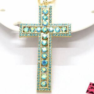 Beautiful Blue Cross Necklace